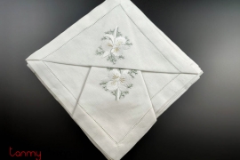 Bộ khăn ăn (6chiếc) 45x45 trắng thêu hoa lan trắng